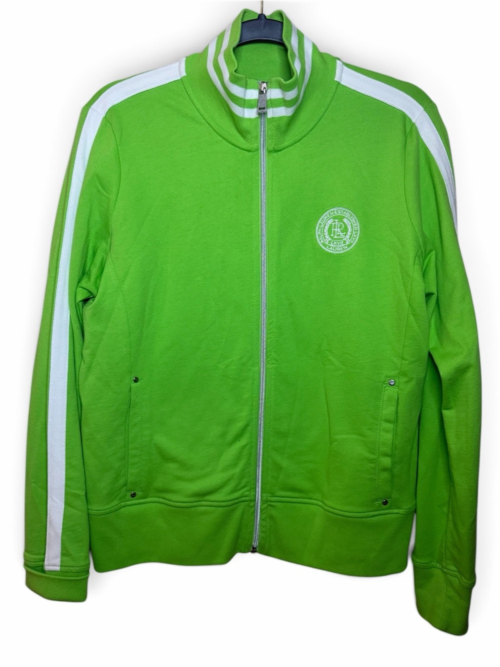 Ralph Lauren Lime Green Track Jacket with White Stripes